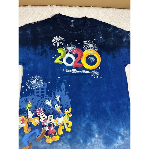 Walt Disney World 2020 Tie Dye AOP Mickey Minnie Goofy Pluto Donald Duck Tee L - Picture 4 of 12